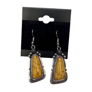 Western Inspired Earrings Silver Tone Tan Southwest Rodeo Concert